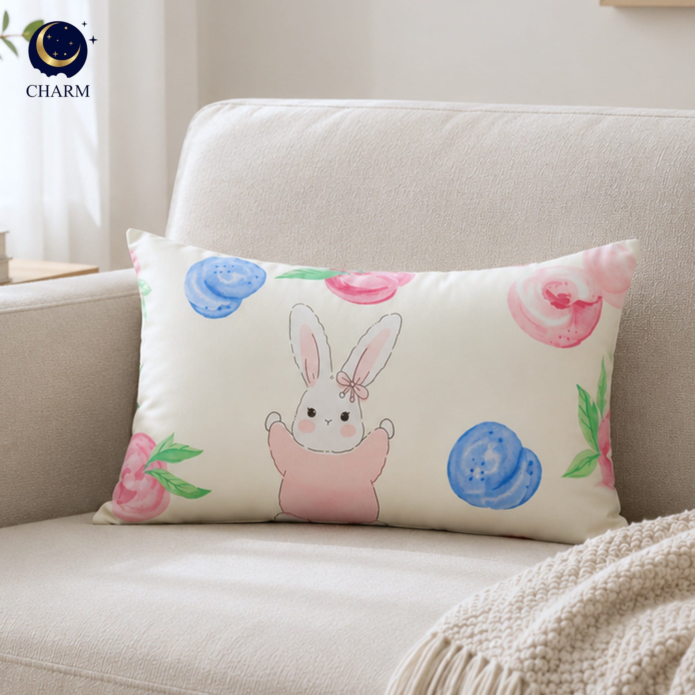 หมอน CHARM อเนกประสงค์สำหรับเดินทาง 35X50 ซม. รุ่น PEACHY BUN_1